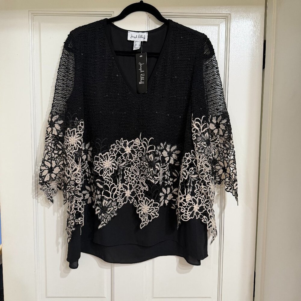 SALE NEW with Tags Joseph Ribkoff Black with Sequins and White Lace Top Sz 8